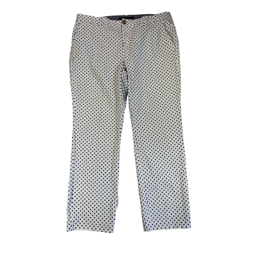 Tommy Hilfiger Women's 14 White Polka Dot Chino Pants Preppy Resort BOHO Spring